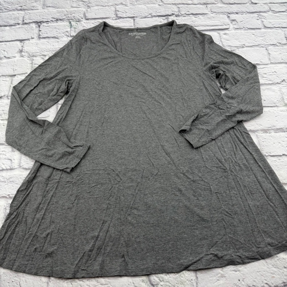 Soft Surroundings Womens Medium Grey Scoop Neck Long Sleeve Stretch Tunic Top - Picture 9 of 9